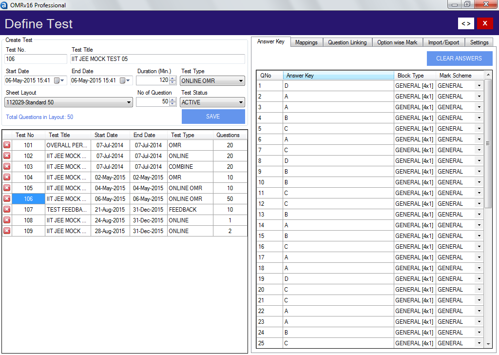 Test Creation IAS interface