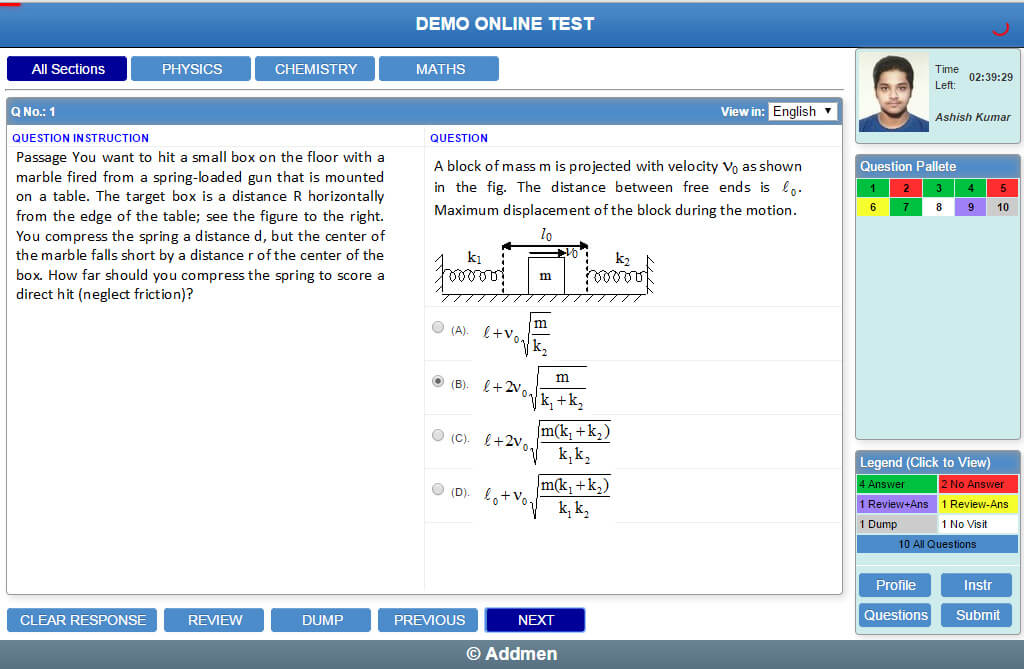 Candidate Online Test Panel - for solution of Online Test