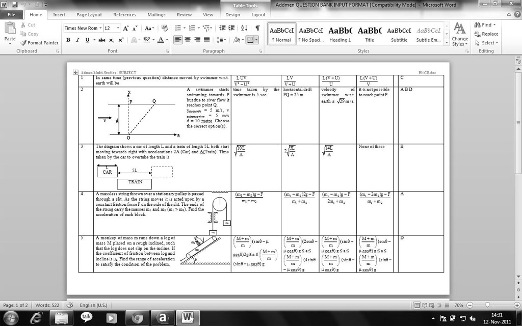 Question and Answer Input in Word File Format in Question Bank Software