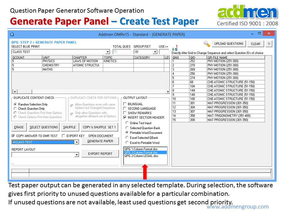 Question Paper Create Test Paper