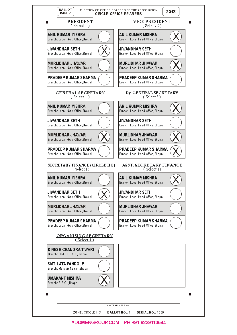 Election Ballot Sample, Ballot Paper for Election