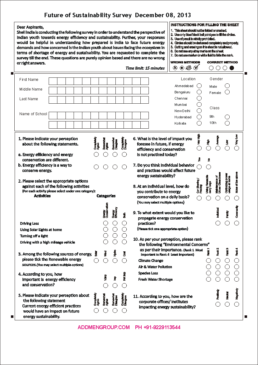 Feedback Form for Environmental Survey