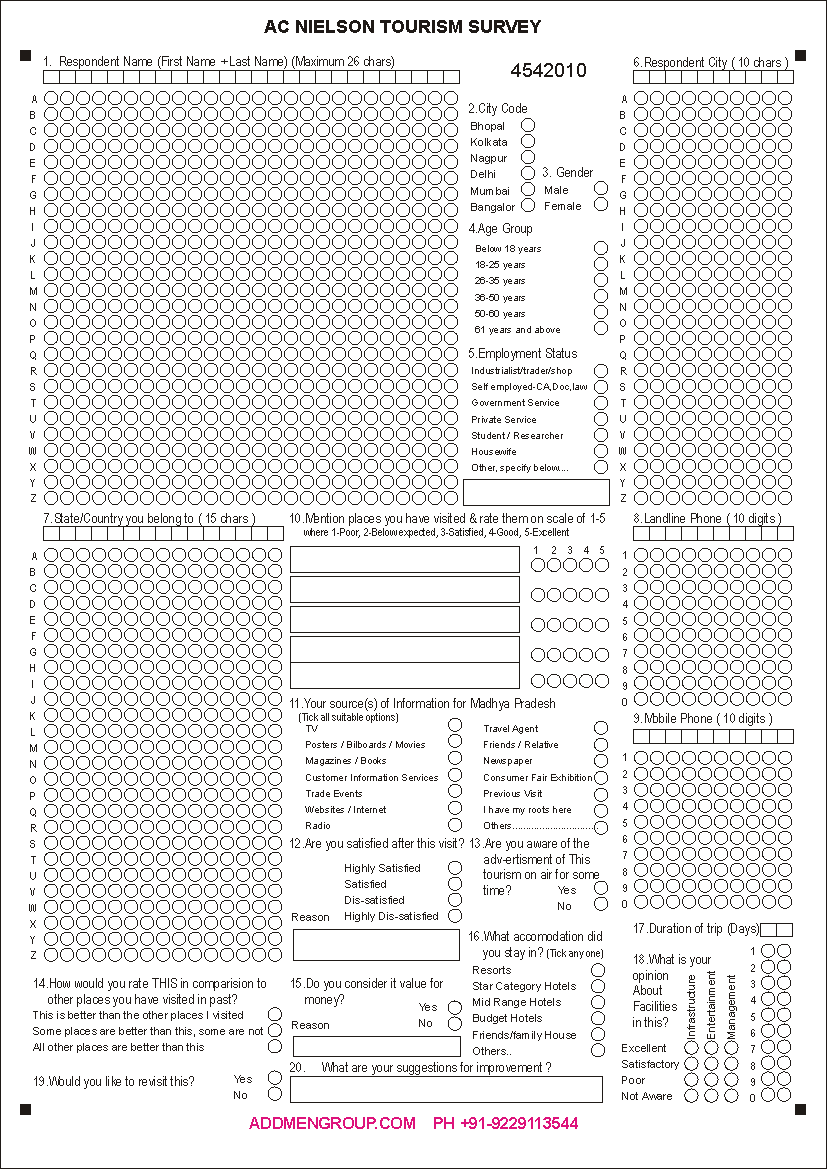 Questionnaire Tourism Development Survey Form