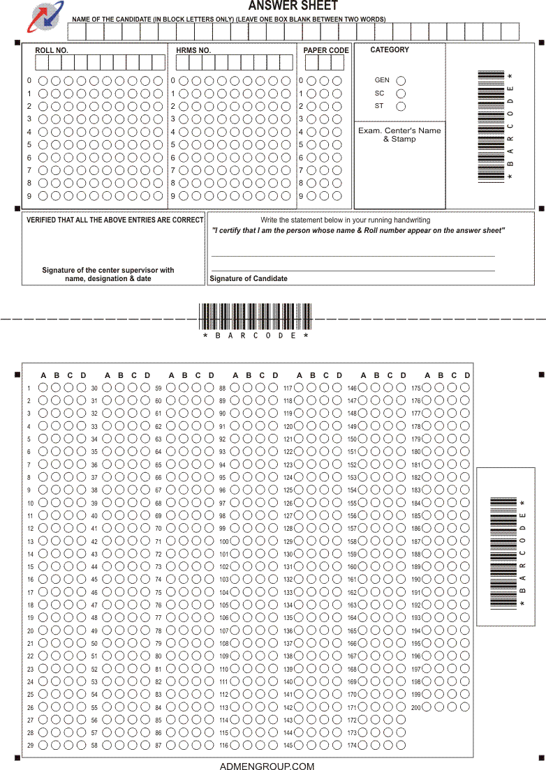 Two part OMR Sheets
