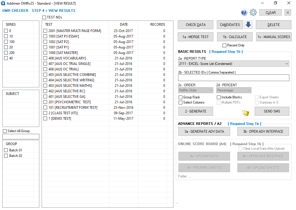 OMR Software View Result Interface