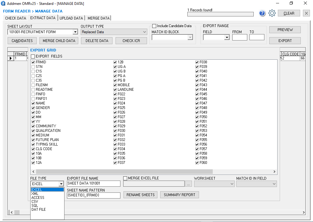 Export Data to Desired formats