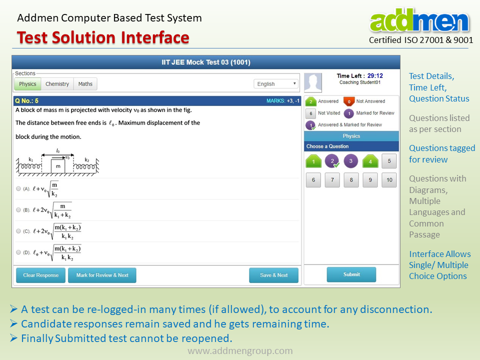 Student Online Test Dashboard